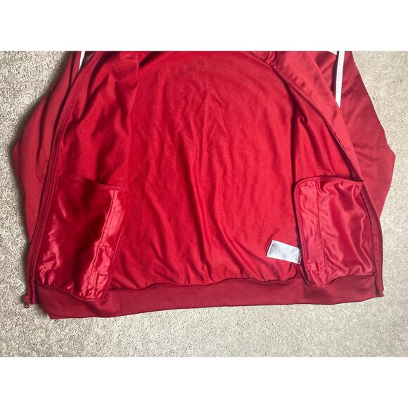 Adidas Womens Small Zip Front Track Coat Jacket Running Red with Stripes Pocket - Picture 6 of 11